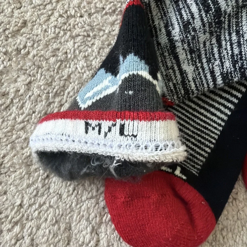 Merrell Wool Blend Crew Socks | 6 inch | Black/Red/White | M/L Hiking Winter